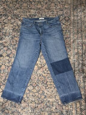 LOFT Women's Two-Tone Blue Cropped Ankle Jeans